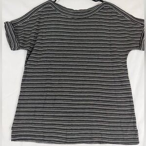 Talbots Black and White Striped Top